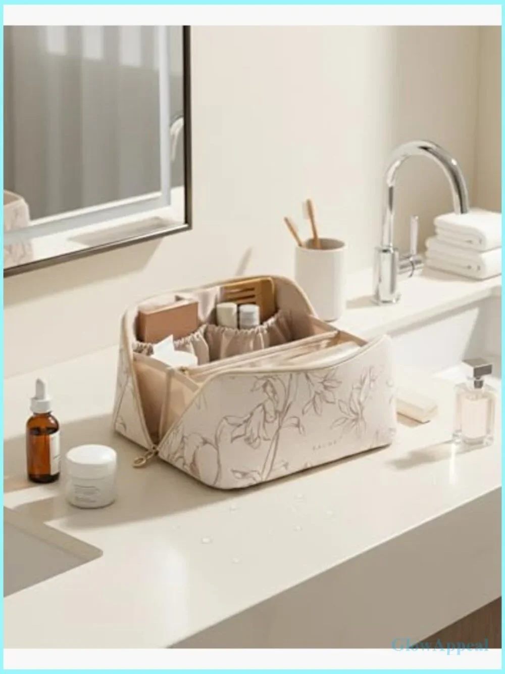 Large Capacity Cosmetic Bag - Waterproof Travel Makeup Pouch with Handle
